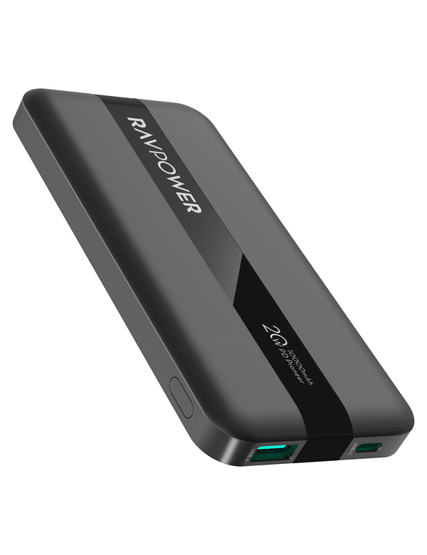 RAVPower 10000mAh 20W 3-Port Power Bank - Black