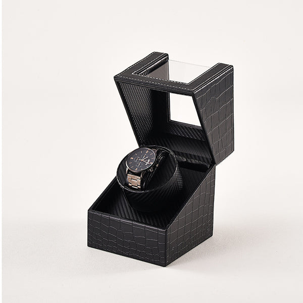 Premium PU Auto Self-Winding Watch Box - Black Collection